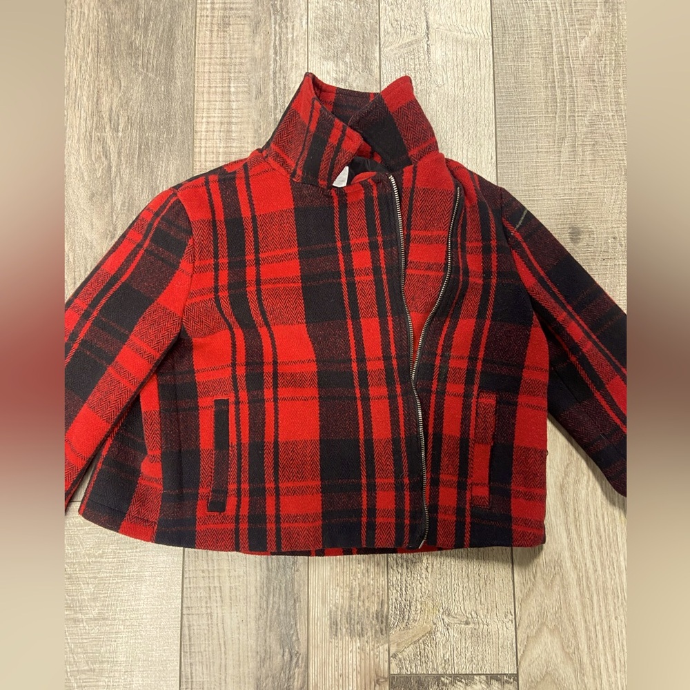 Red and black cropped jacket